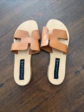 Steve Madden Cognac Brown Open-Toe Slide Sandals